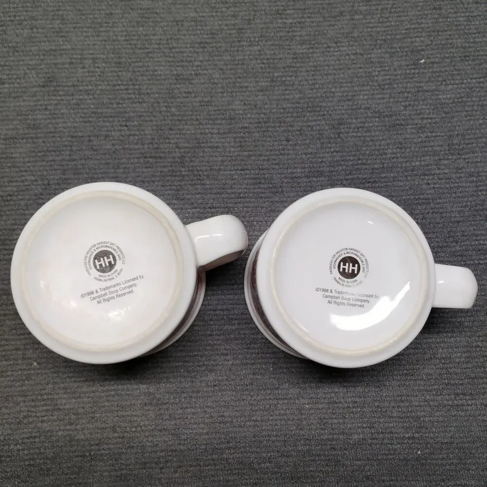 Vintage Campbell's Soup Mugs Set of 2 1998 Campbell Kids Houston Harvest
